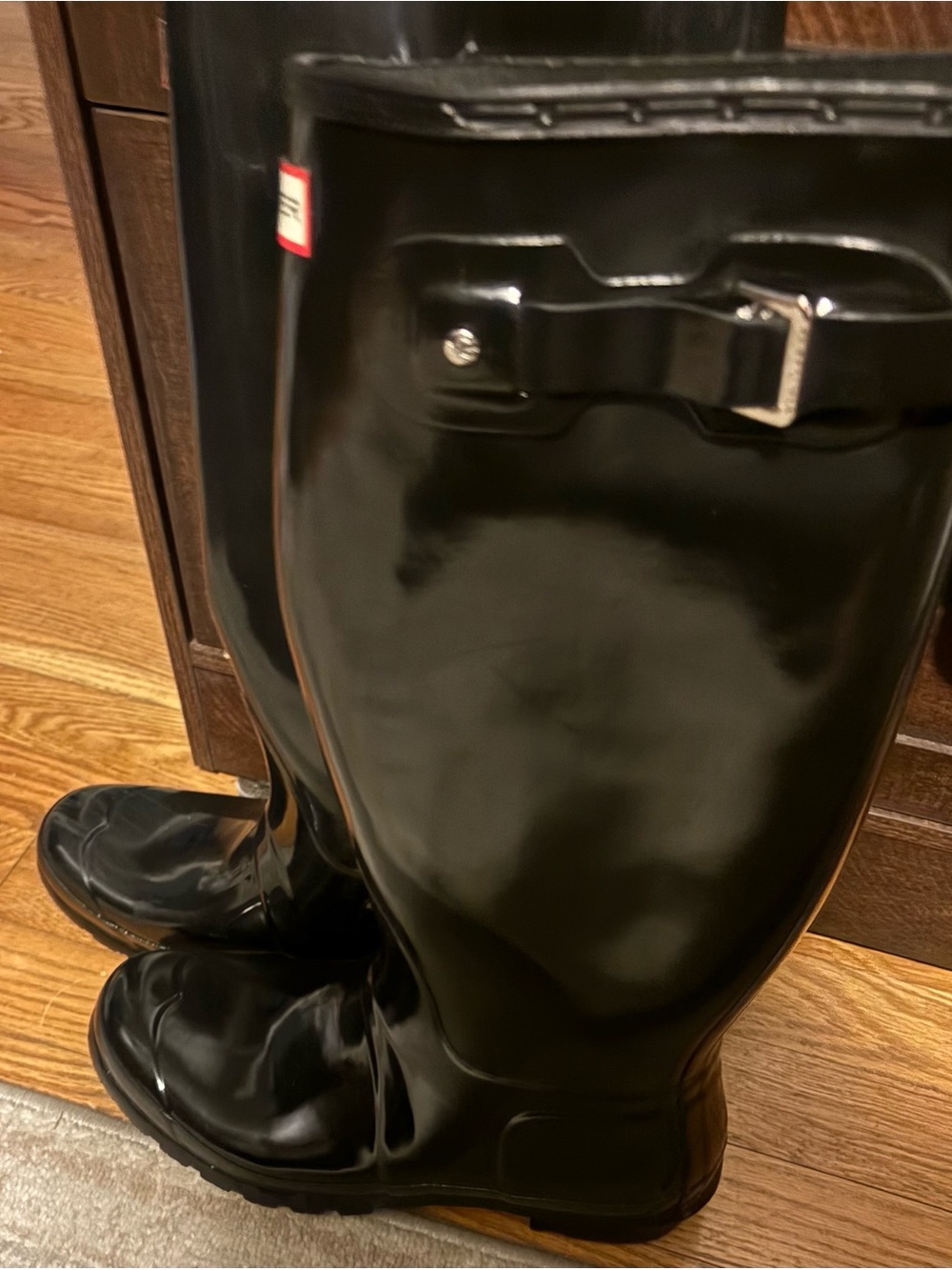 Hunter Black Gloss Knee-High Rain Boots - Picture 4 of 5